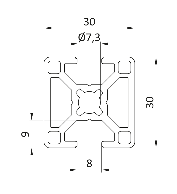 Profil aluminiowy 30x30 2N180 [8]